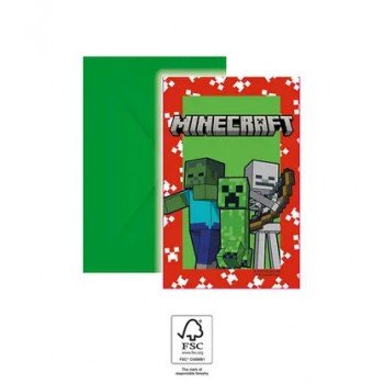 Minecraft Party meghívó 6 db-os FSC Minecraft Party meghívó 6 db-os FSC