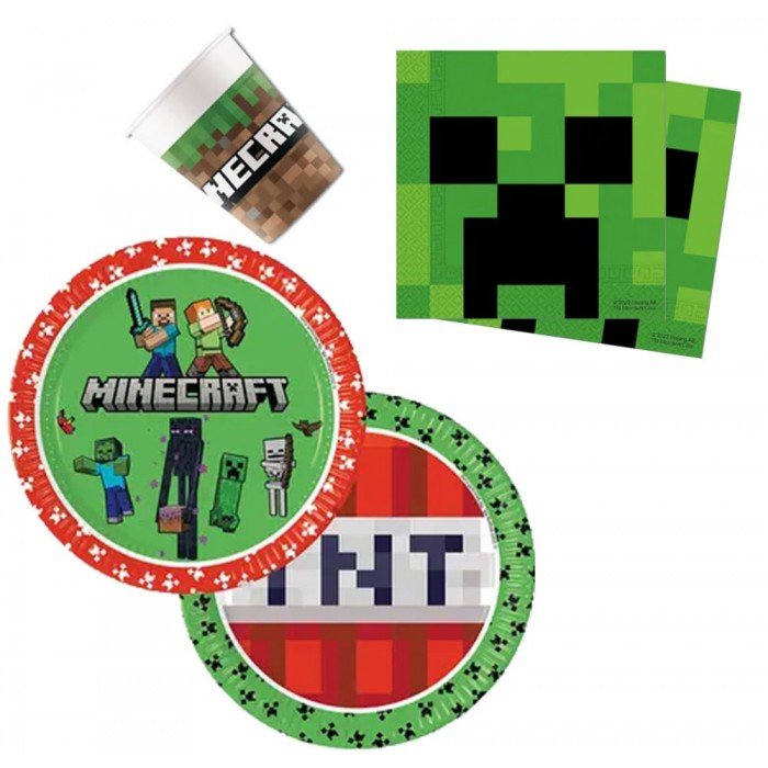 Minecraft party szett 36 db-os 23 cm-es tányérral