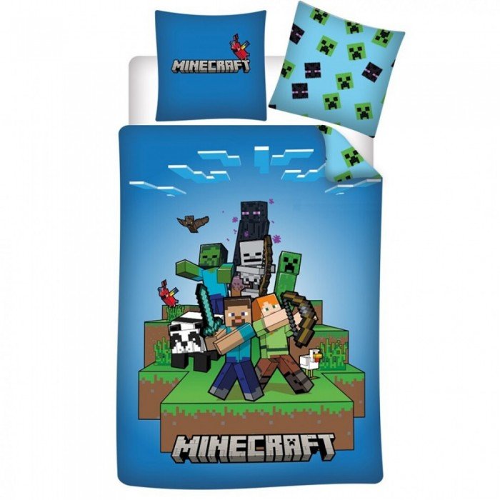 Minecraft Pixel Adventure ágyneműhuzat 140×200cm, 63×63 cm microfibre