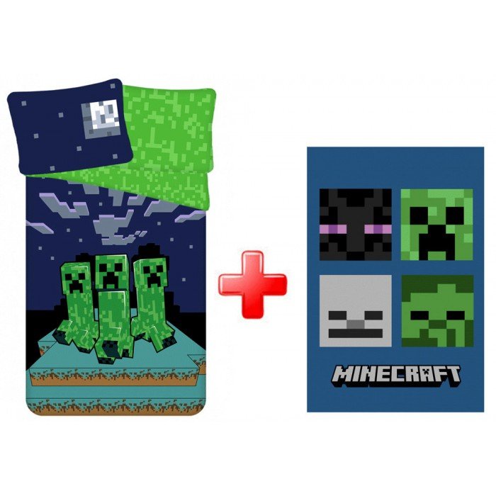 Minecraft Sssleep Tight ágyneműhuzat és polár takaró szett