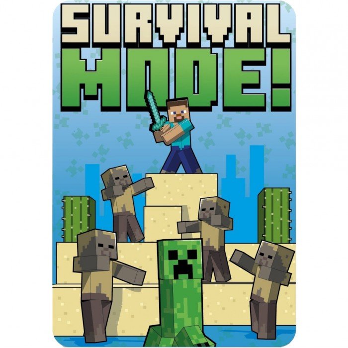 Minecraft Survival Mode polár takaró 100x140cm Minecraft Survival Mode polár takaró 100x140cm