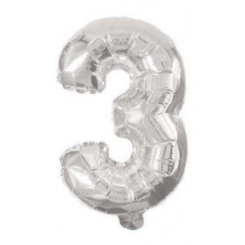 Mini 3-as Silver szám Fólia lufi 31 cm Mini 3-as Silver szám Fólia lufi 31 cm