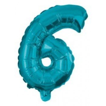 Mini 6-os Blue szám Fólia lufi 10 cm Mini 6-os Blue szám Fólia lufi 10 cm