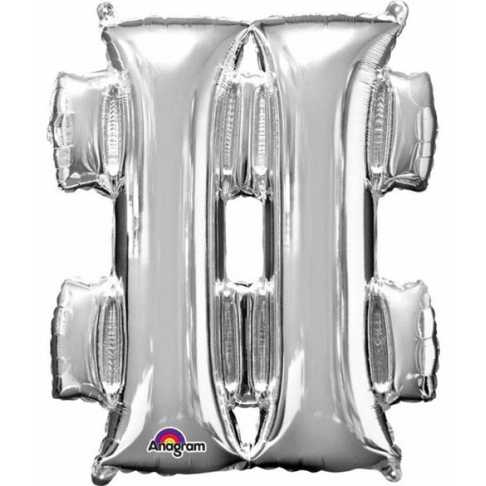 Mini Fólia lufi hashtag ikon, Silver 33 cm Mini Fólia lufi hashtag ikon, Silver 33 cm