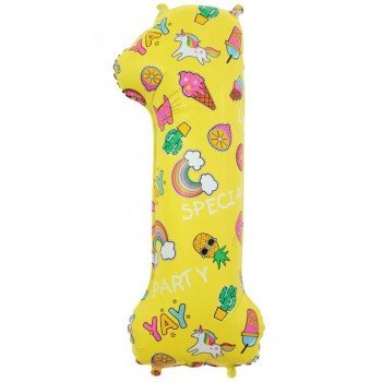Images, Mintás 1-es szám fólia lufi 78 cm Images, Mintás 1-es szám fólia lufi 78 cm