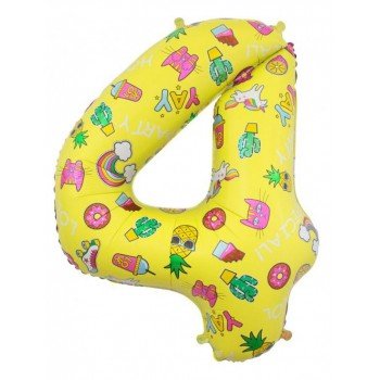 Images, Mintás 4-es szám fólia lufi 78 cm Images, Mintás 4-es szám fólia lufi 78 cm