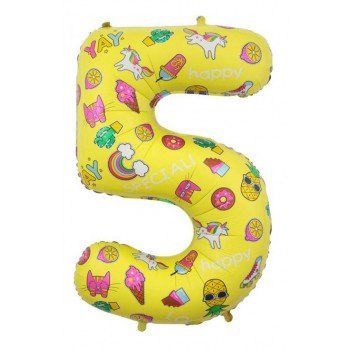 Images, Mintás 5-ös szám fólia lufi 78 cm Images, Mintás 5-ös szám fólia lufi 78 cm