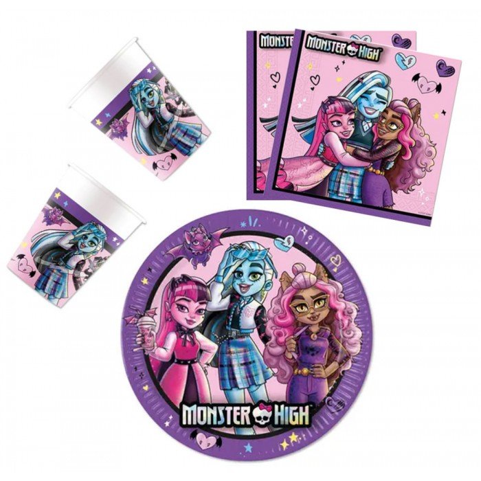 Monster High party szett 36 db-os 23 cm-es tányérral