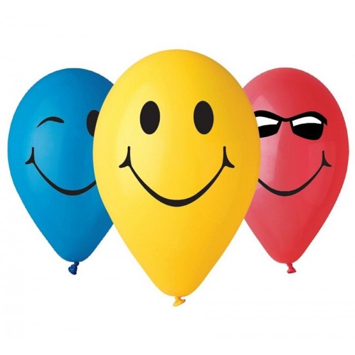 Smileys léggömb, lufi 5 db-os 12 inch (30 cm)