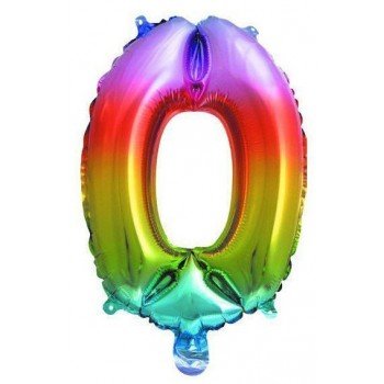 Multicolour Metallic mini 0-ás szám fólia lufi 33 cm Multicolour Metallic mini 0-ás szám fólia lufi 33 cm