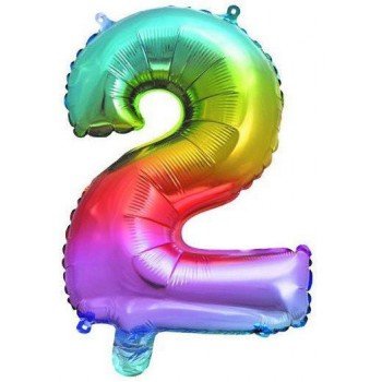 Multicolour Metallic mini 2-es szám fólia lufi 32 cm Multicolour Metallic mini 2-es szám fólia lufi 32 cm
