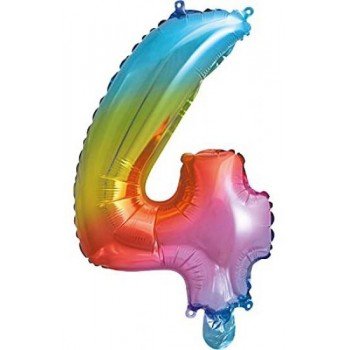 Multicolour Metallic mini 4-es szám fólia lufi 35 cm Multicolour Metallic mini 4-es szám fólia lufi 35 cm