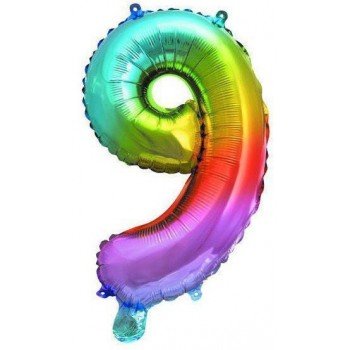 Multicolour Metallic mini 9-es szám fólia lufi 36 cm Multicolour Metallic mini 9-es szám fólia lufi 36 cm