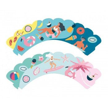 Nyár Surfing muffin dísz 6 db-os Nyár Surfing muffin dísz 6 db-os
