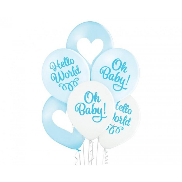 Oh Baby Boy léggömb, lufi 6 db-os 12 inch (30cm)