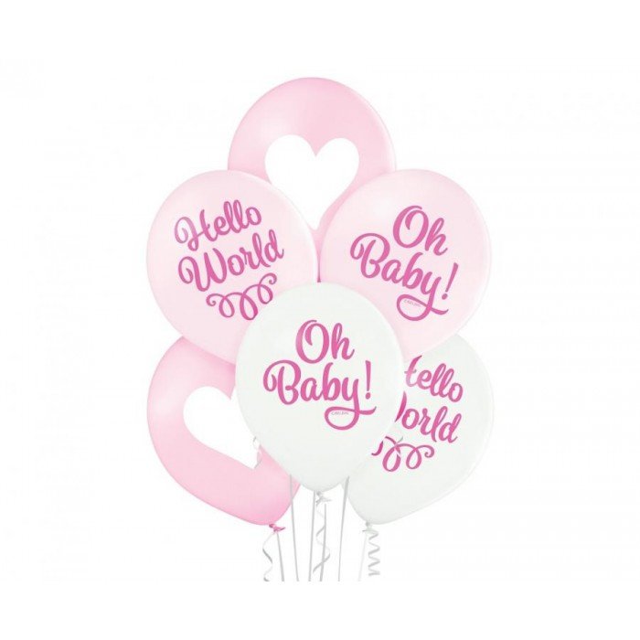 Oh Baby Girl Pastel léggömb, lufi 6 db-os 12 inch (30cm)