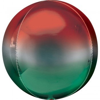 Ombré Red and Green gömb fólia lufi 40 cm Ombré Red and Green gömb fólia lufi 40 cm