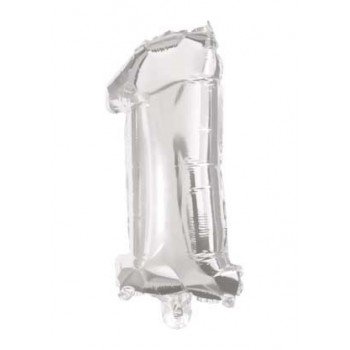 Óriás 1-es Silver szám Fólia lufi 85 cm Óriás 1-es Silver szám Fólia lufi 85 cm