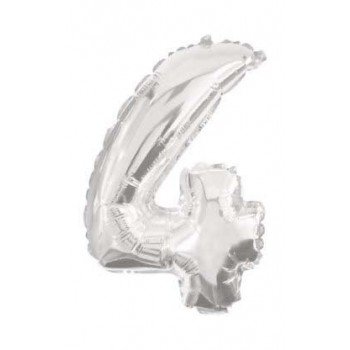 Óriás 4-es Silver szám Fólia lufi 85 cm Óriás 4-es Silver szám Fólia lufi 85 cm