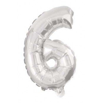 Óriás 6-os Silver szám Fólia lufi 85 cm Óriás 6-os Silver szám Fólia lufi 85 cm