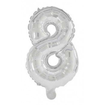 Óriás 8-as Silver szám Fólia lufi 85 cm Óriás 8-as Silver szám Fólia lufi 85 cm