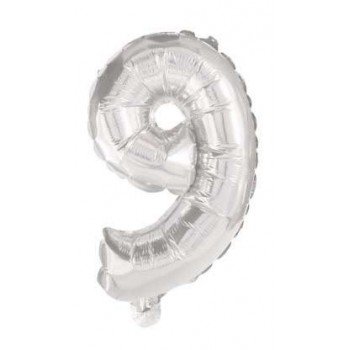 Óriás 9-es szám Silver Fólia lufi 85 cm Óriás 9-es szám Silver Fólia lufi 85 cm