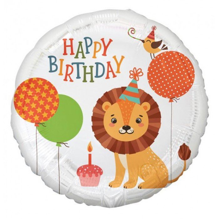 Happy Birthday Lion, Oroszlán fólia lufi 36 cm