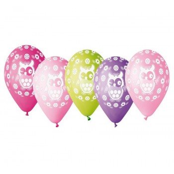 Owl, Bagoly léggömb, lufi 5 db-os 12 inch (30 cm)