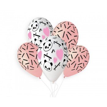 Panda & Heart, Panda léggömb, lufi 5 db-os 13 inch (33 cm) Panda & Heart, Panda léggömb, lufi 5 db-os 13 inch (33 cm)