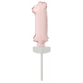Pastel Pink, Rózsaszín 1-es szám fólia lufi tortára 13 cm Pastel Pink, Rózsaszín 1-es szám fólia lufi tortára 13 cm