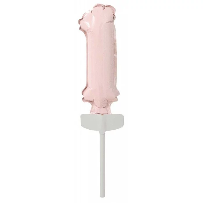 Pastel Pink, Rózsaszín 1-es szám fólia lufi tortára 13 cm Pastel Pink, Rózsaszín 1-es szám fólia lufi tortára 13 cm