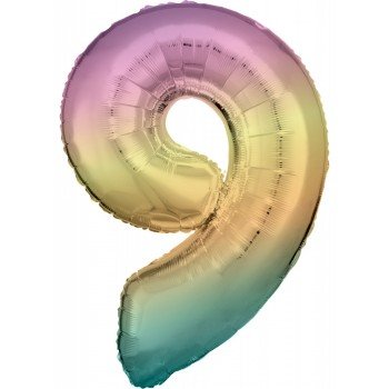 Pastel Rainbow óriás szám fólia lufi 9-es, 83 cm Pastel Rainbow óriás szám fólia lufi 9-es, 83 cm
