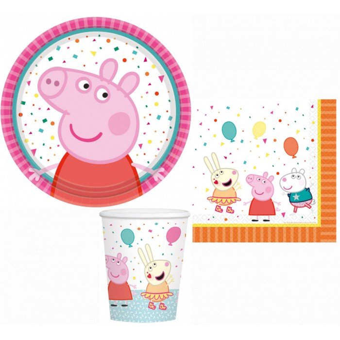 Peppa malac party szett 32 db-os 18 cm-es tányérral