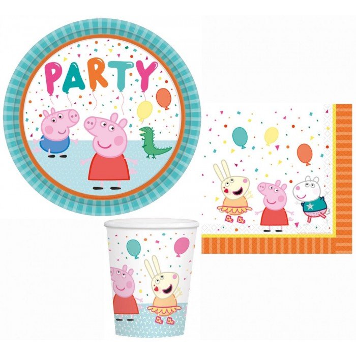 Peppa malac party szett 32 db-os 23 cm-es tányérral