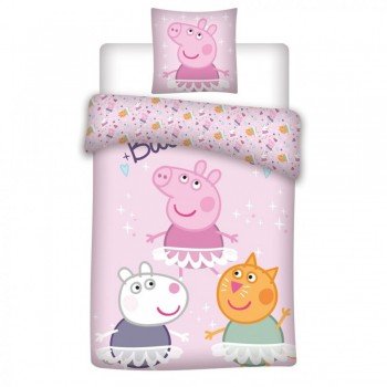 Peppa malac Dance ágyneműhuzat 140×200cm, 63×63 cm microfibre Peppa malac Dance ágyneműhuzat 140×200cm, 63×63 cm microfibre