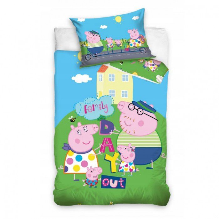 Peppa malac Day Out gyerek ágyneműhuzat 100×135cm, 40×60 cm