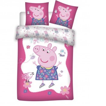 Peppa malac Flowers gyerek ágyneműhuzat 100×135cm, 40×60 cm Peppa malac Flowers gyerek ágyneműhuzat 100×135cm, 40×60 cm