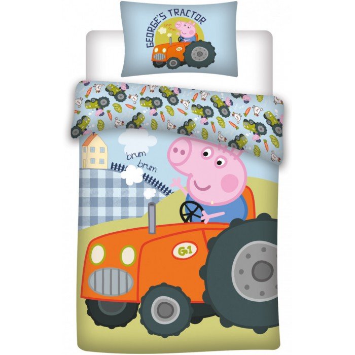 Peppa malac George's Tractor gyerek ágyneműhuzat 100×140cm, 40×45 cm