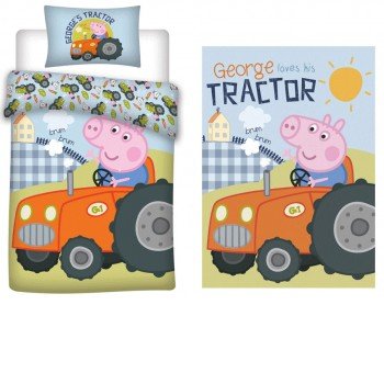 Peppa malac George's Tractor gyerek ágyneműhuzat és polár takaró szett Peppa malac George's Tractor gyerek ágyneműhuzat és polár takaró szett