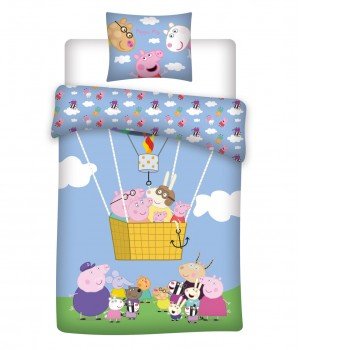 Peppa malac Hot Air Balloon gyerek ágyneműhuzat 100×140cm, 40×45 cm Peppa malac Hot Air Balloon gyerek ágyneműhuzat 100×140cm, 40×45 cm
