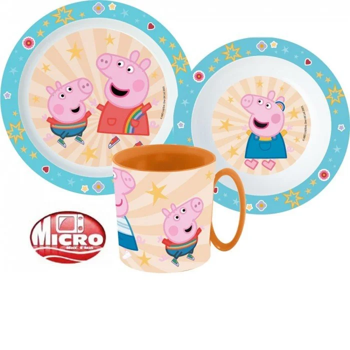 Peppa malac Kindness étkészlet, micro műanyag szett bögrével 350 ml Peppa malac Kindness étkészlet, micro műanyag szett bögrével 350 ml