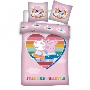 Peppa malac Love ágyneműhuzat 140×200cm, 63×63 cm microfibre Peppa malac Love ágyneműhuzat 140×200cm, 63×63 cm microfibre