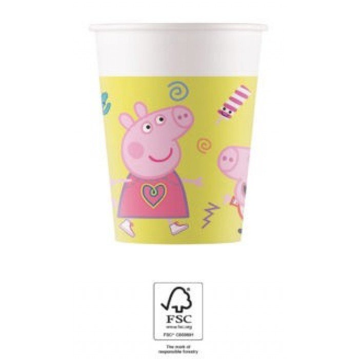 Peppa Pig Messy Play, Peppa malac papír pohár 8 db-os 200 ml FSC