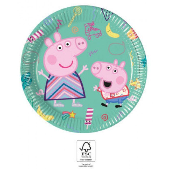 Peppa Pig Messy Play, Peppa malac papírtányér 8 db-os 20 cm FSC