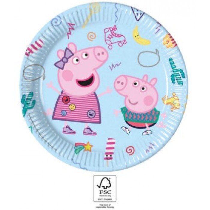 Pepa Pig Messy Play, Peppa malac papírtányér 8 db-os 23 cm FSC