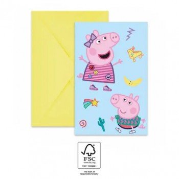 Peppa Pig Messy Play, Peppa malac Party meghívó 6 db-os FSC Peppa Pig Messy Play, Peppa malac Party meghívó 6 db-os FSC