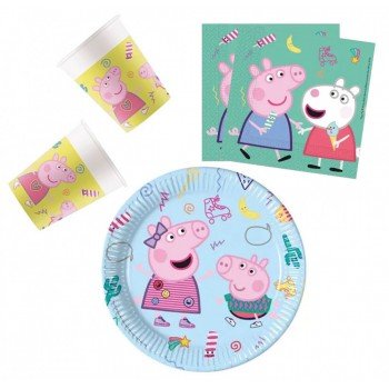 Peppa Pig Messy Play, Peppa malac party szett 36 db-os 23 cm-es tányérral Peppa Pig Messy Play, Peppa malac party szett 36 db-os 23 cm-es tányérral