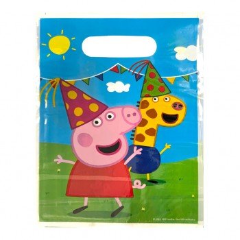 Peppa malac Party műanyag ajándéktasak 10 db-os Peppa malac Party műanyag ajándéktasak 10 db-os