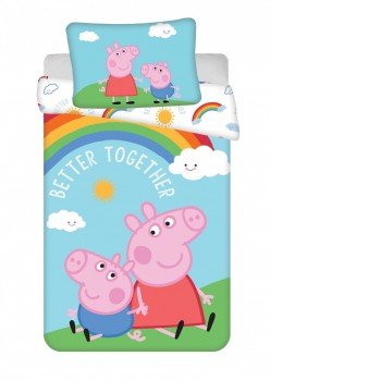 Peppa malac Rainbow gyerek ágyneműhuzat 100×135cm, 40×60 cm Peppa malac Rainbow gyerek ágyneműhuzat 100×135cm, 40×60 cm