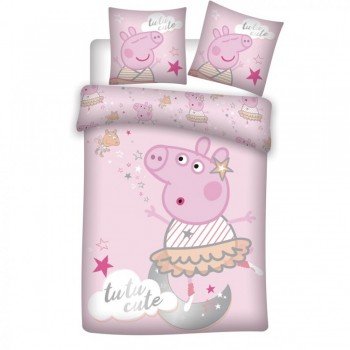 Peppa malac Tutu ágyneműhuzat 140×200cm, 63×63 cm microfibre Peppa malac Tutu ágyneműhuzat 140×200cm, 63×63 cm microfibre